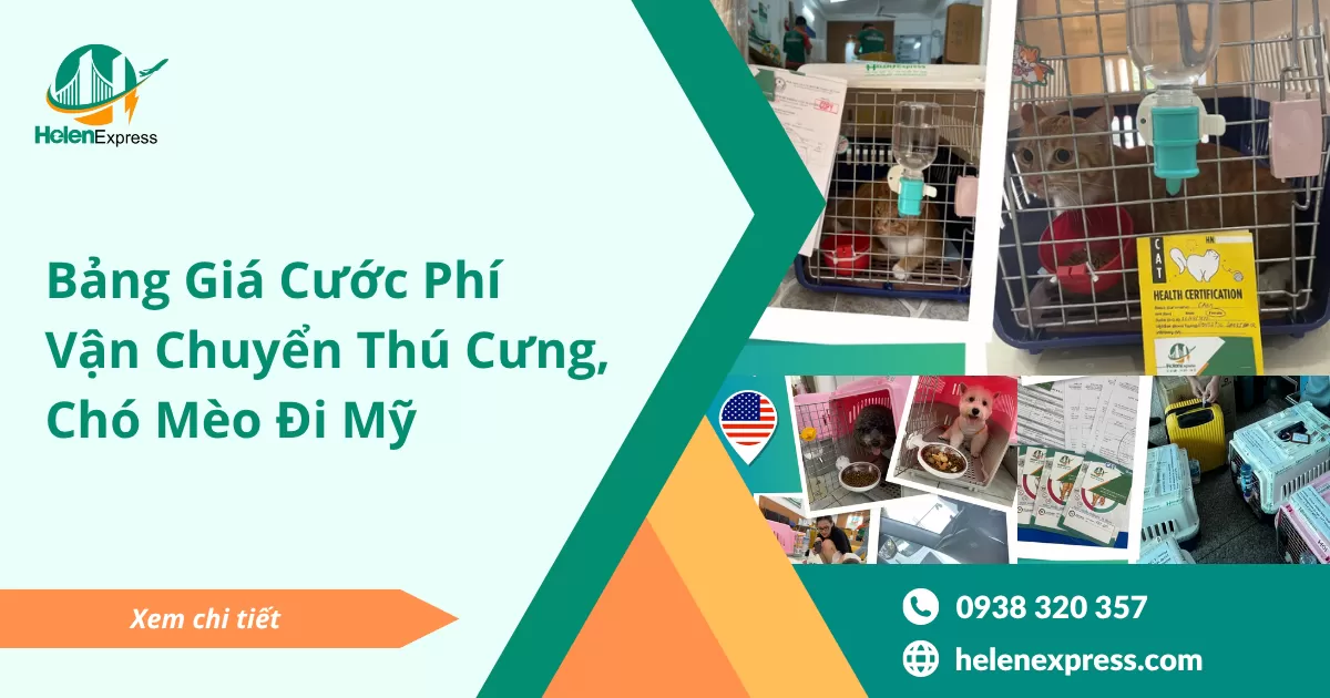 Bảng Giá Cước Phí Vận Chuyển Thú Cưng, Chó Mèo Đi Mỹ
