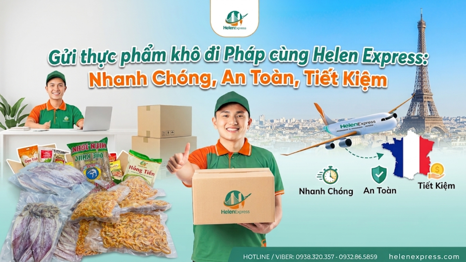 gửi thực phẩm khô đi pháp an toàn tiết kiệm với helen express