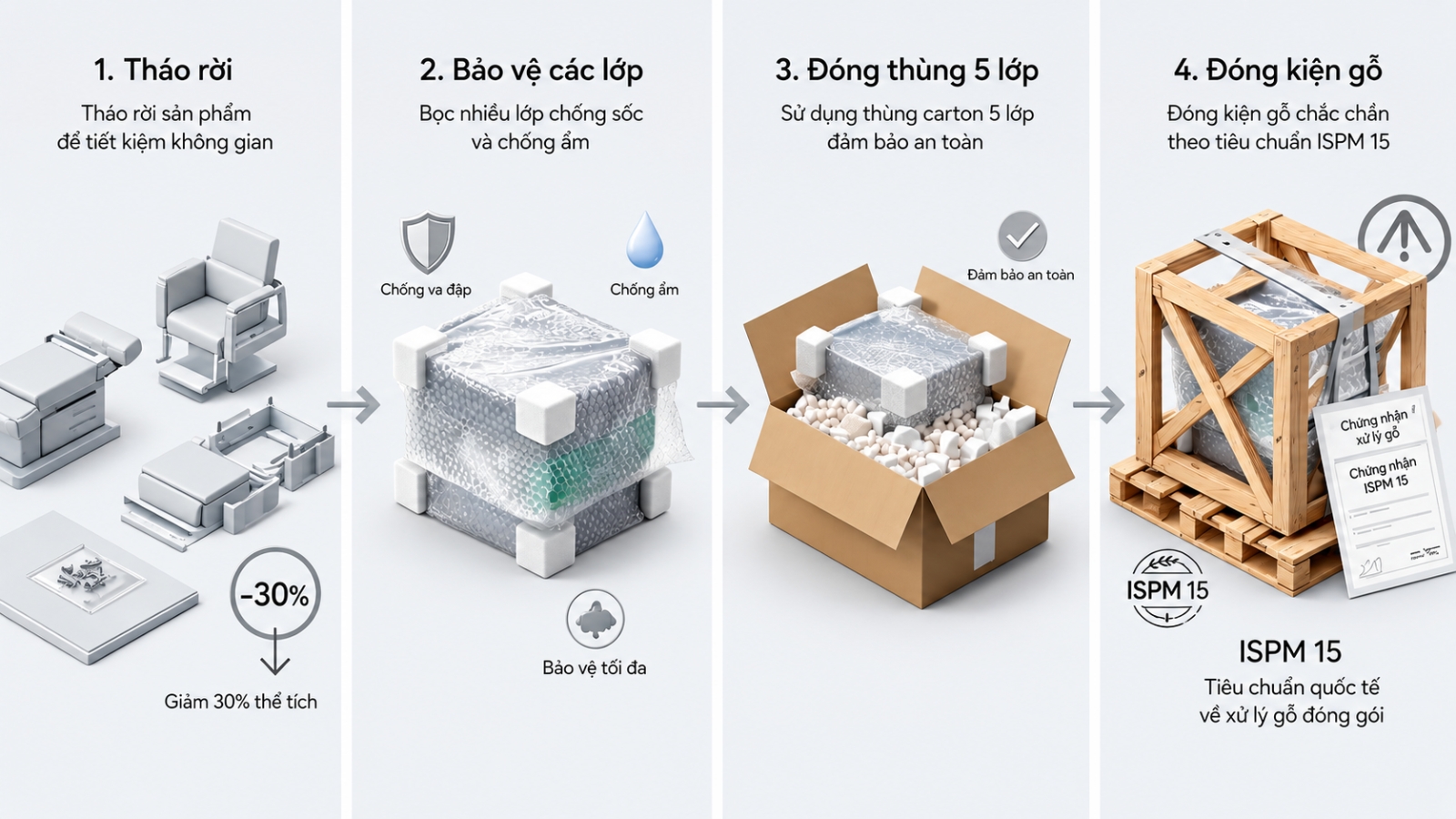 quy trình đóng gói hàng cồng kềnh đi pháp
