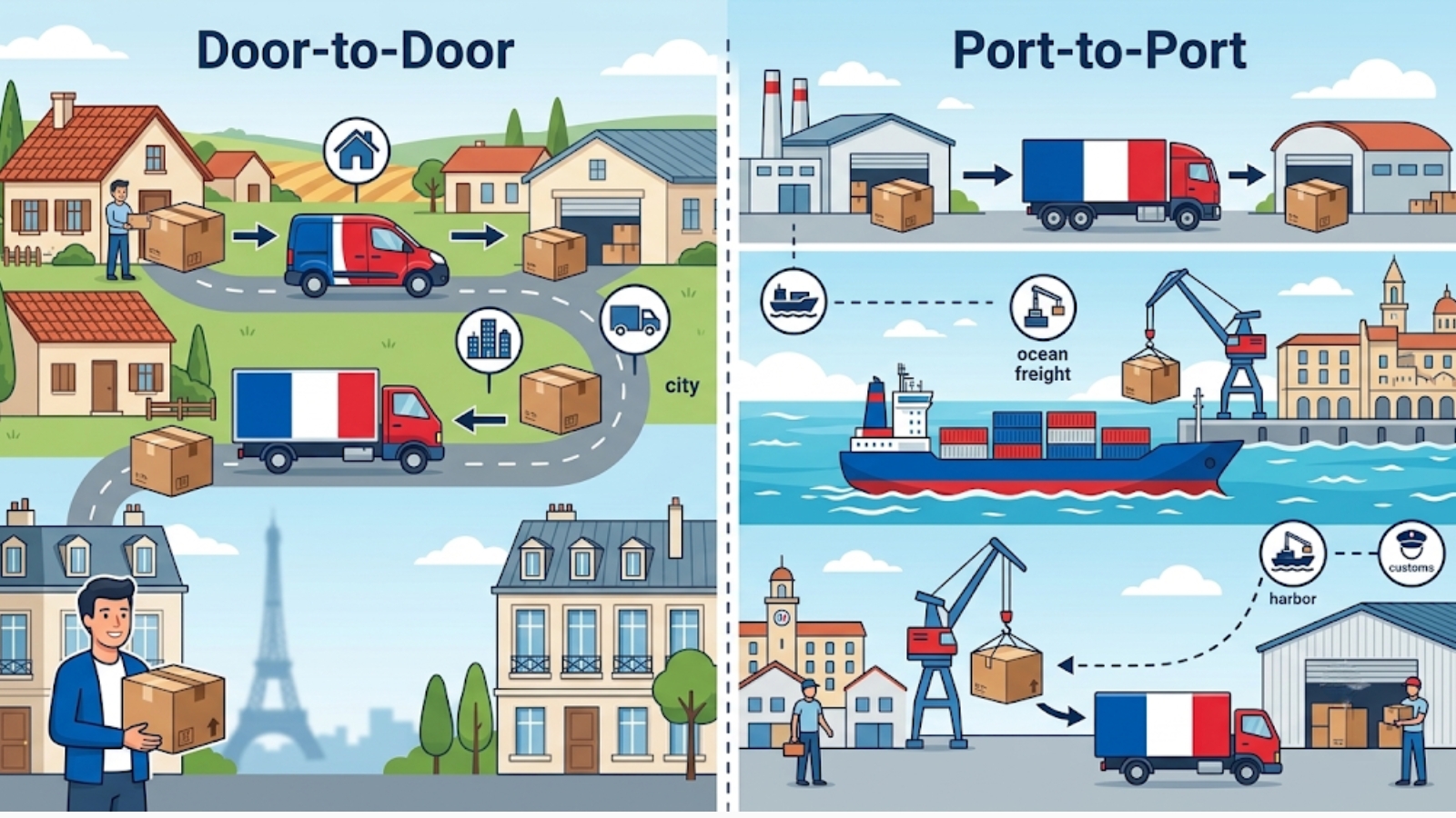 nên gửi hàng đi pháp door-to-door hay port-to-port