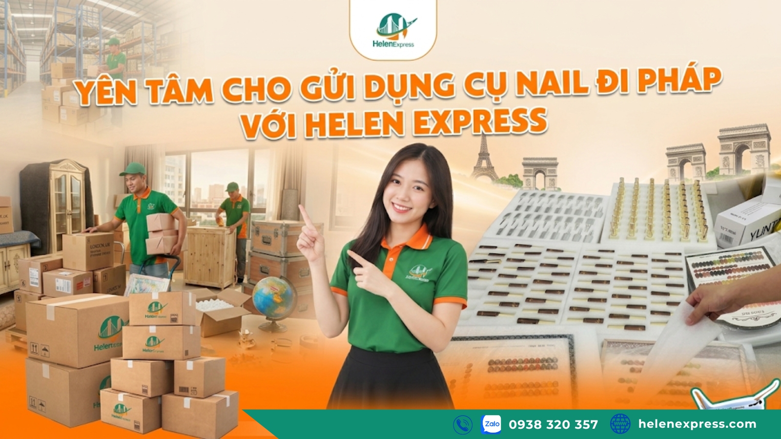 gửi dụng cụ nail đi pháp an toàn với helen express