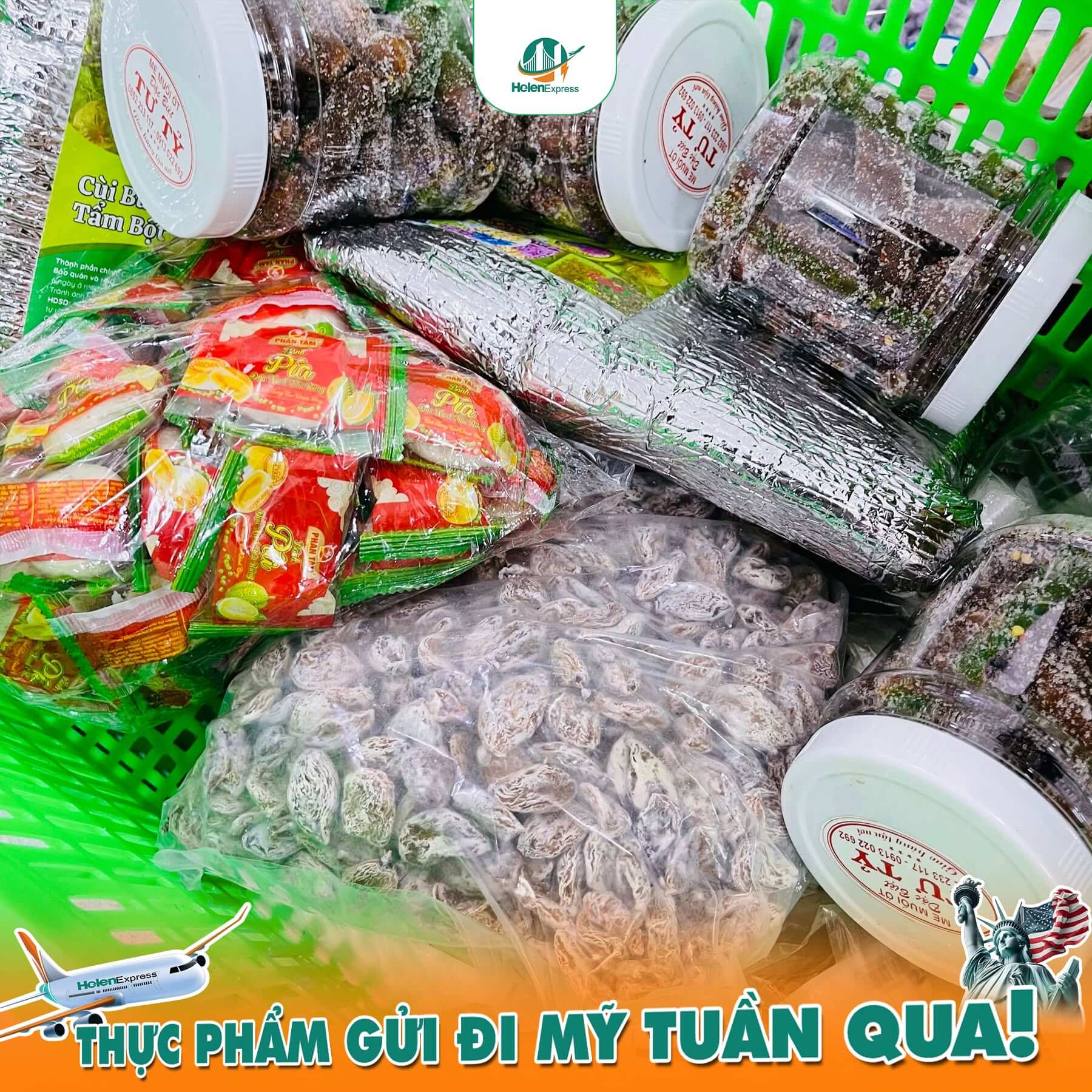 H&agrave;ng h&oacute;a thực tế gửi từ Việt Nam đi Mỹ Helen Express