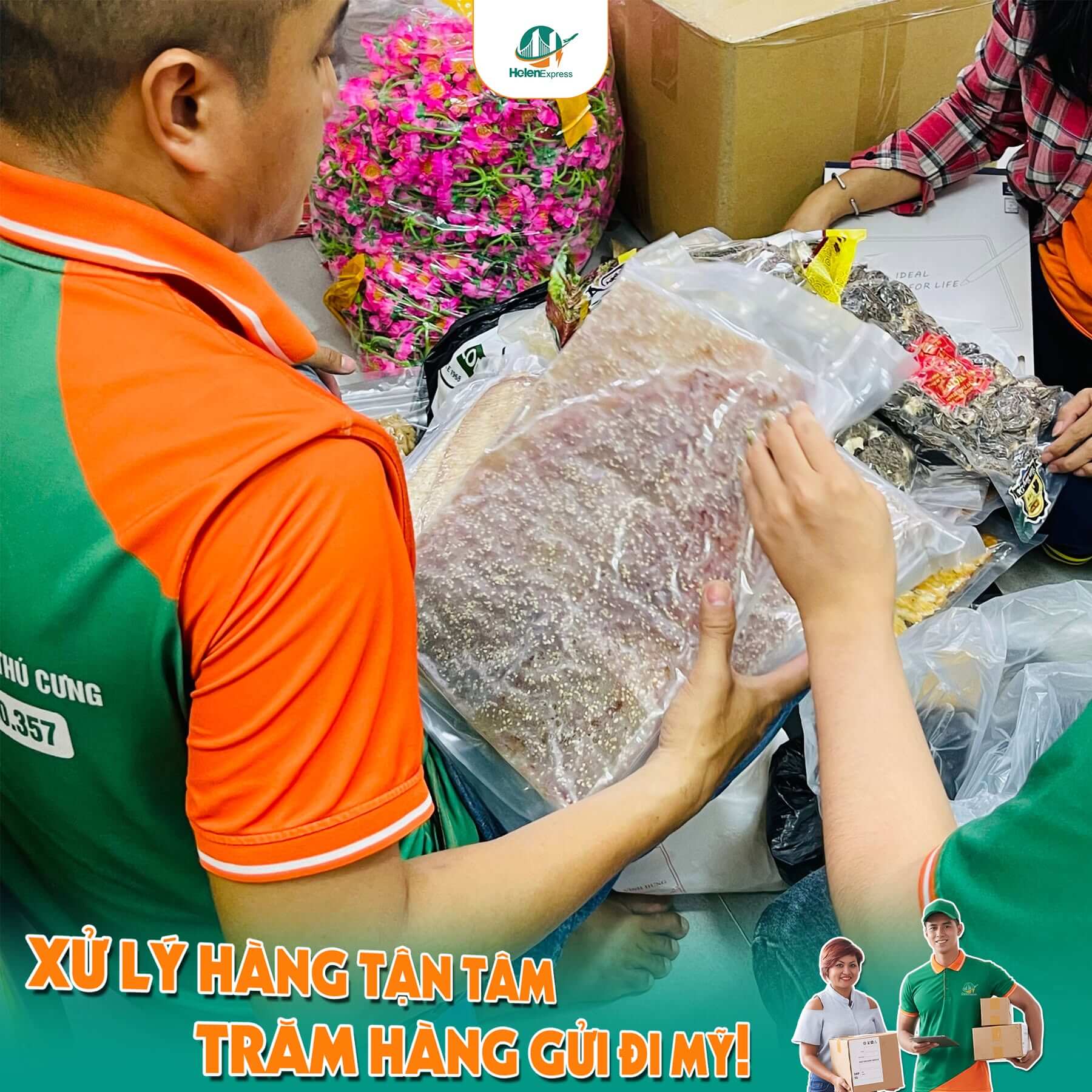 Đ&oacute;ng g&oacute;i kiện h&agrave;ng quốc tế đi Mỹ Helen Express