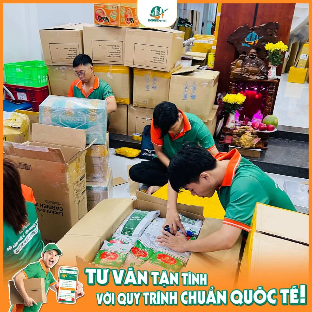 H&igrave;nh ảnh thực tế gửi h&agrave;ng sang Mỹ Helen Express TPHCM