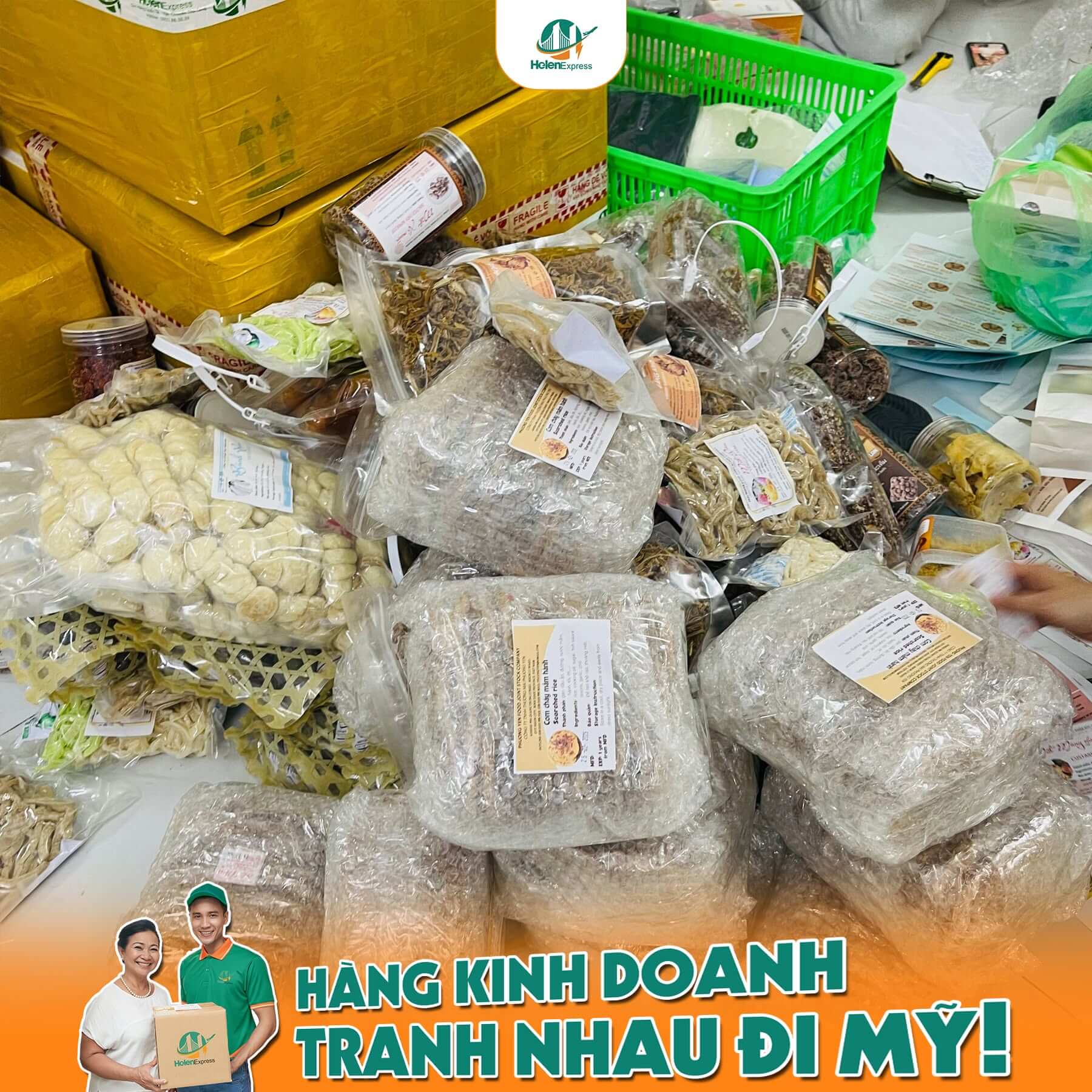 H&igrave;nh ảnh thực tế dịch vụ gửi h&agrave;ng đi Mỹ Helen Express
