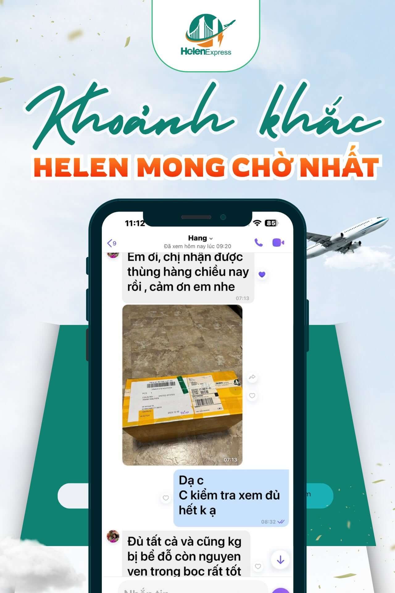 Phản hồi đ&aacute;nh gi&aacute; kh&aacute;ch h&agrave;ng gửi h&agrave;ng đi Mỹ tại Helen Express 1