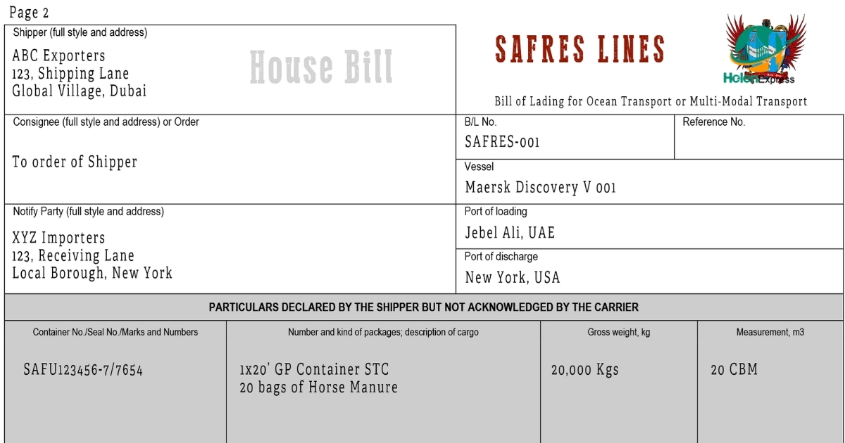 House bill of lading là gì