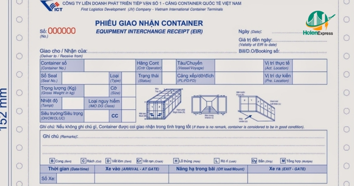 Nội dung chi tiết trên phiếu EIR