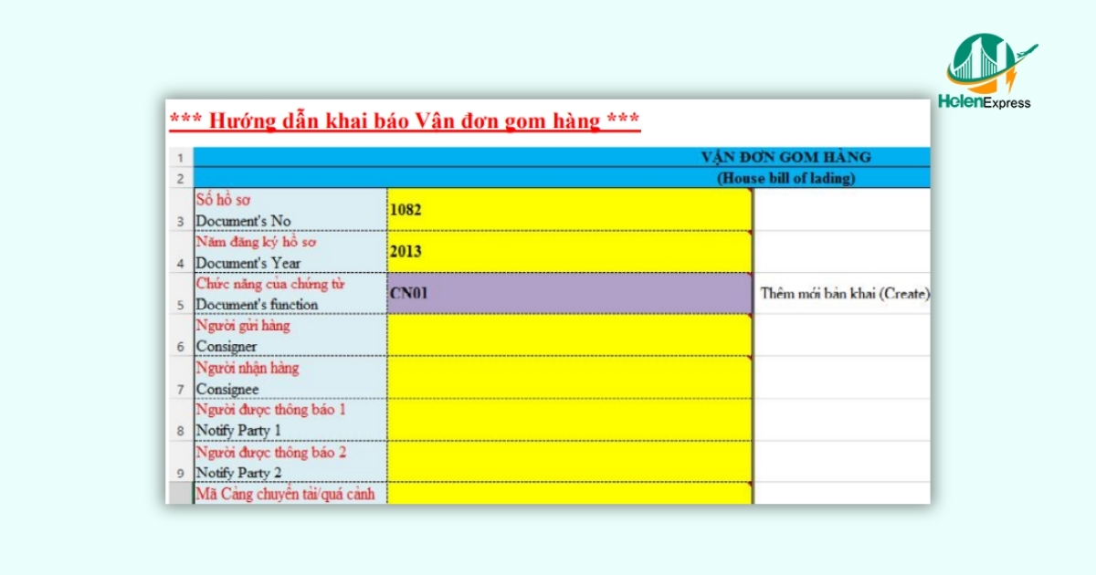 Tải mẫu file Excel và điền thông tin